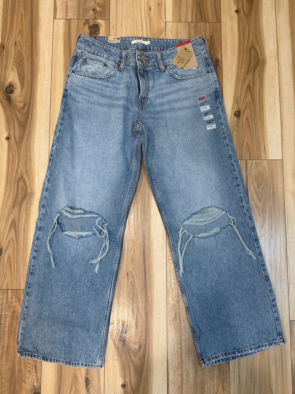 Superlow Women's Light Blue Distressed Wide-Leg Jeans